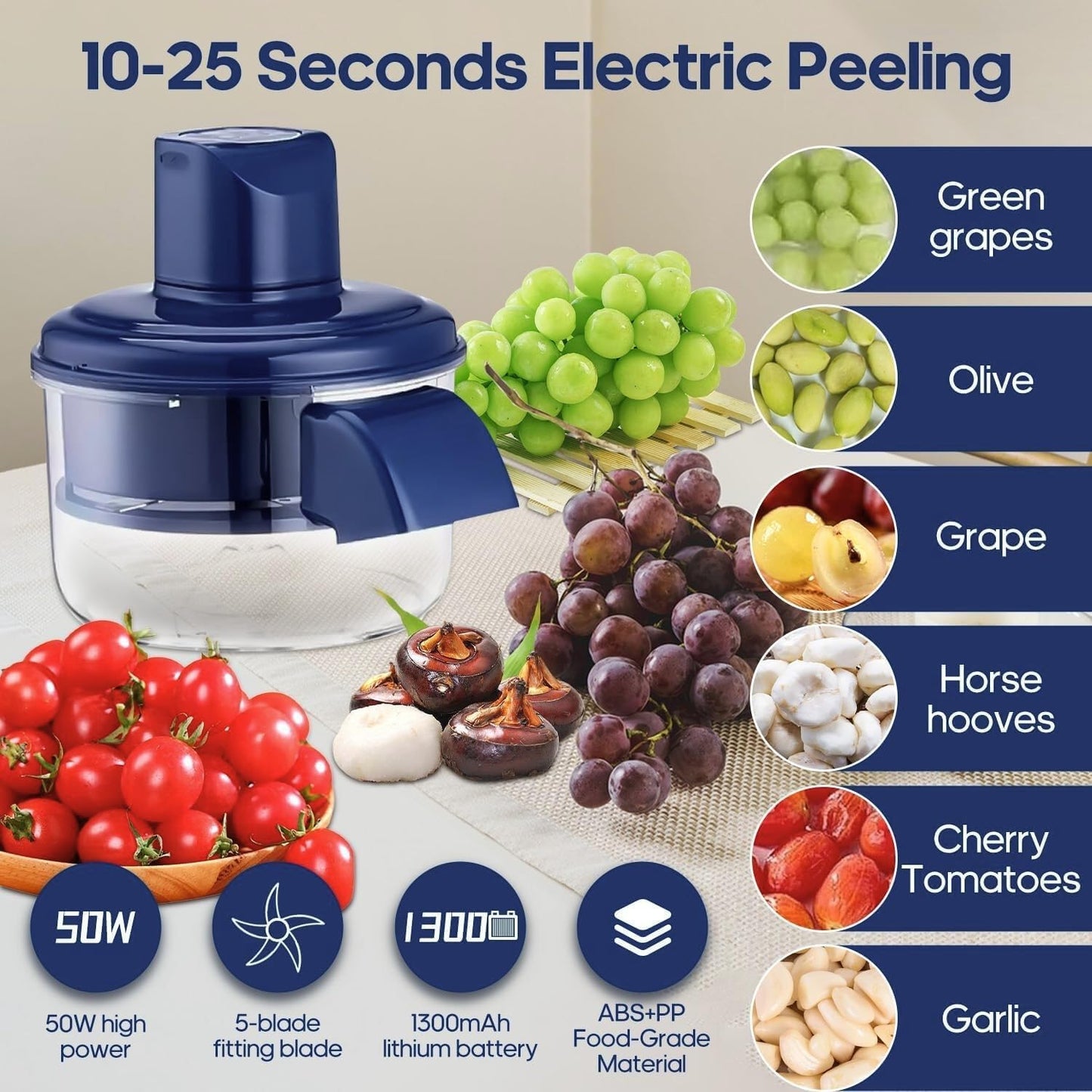 Rechargeable Garlic, Fruit and Vegetable peeler